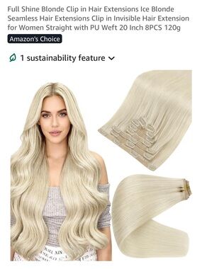 Full shine Ice Blonde Clip-In Hair Extensions Seamless Invisible Clips brand new